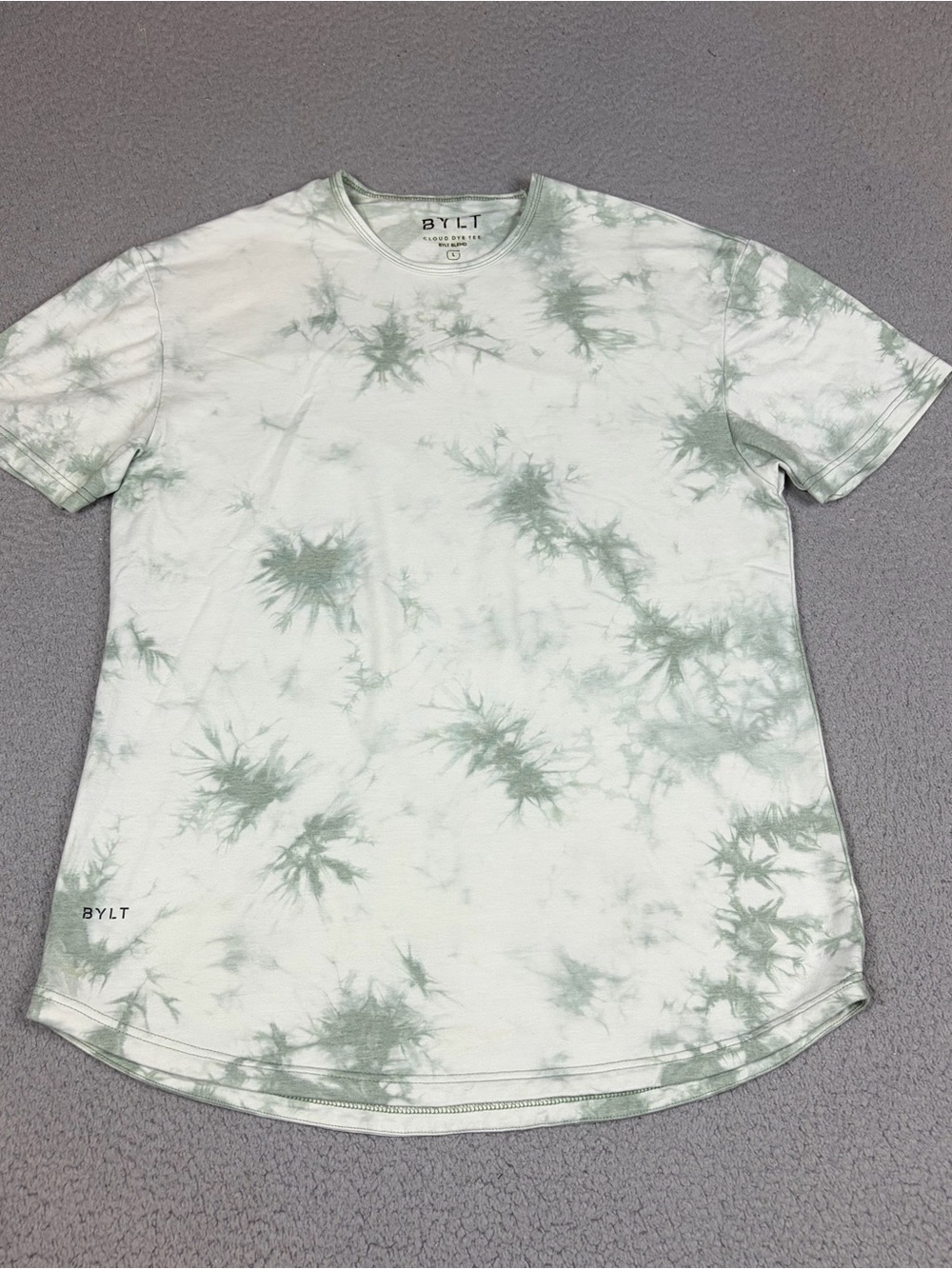 BYLT Basics Tie-Dye Shirt Men's Large Light Sage Cloud Short Sleeve Tee